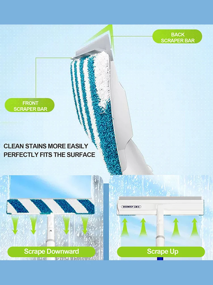 2 in 1 Window Squeegee Spray Window Cleaner with Spray Bottle 130CM Long Pole for Home Window Cleaning and Outdoor Glass Clean