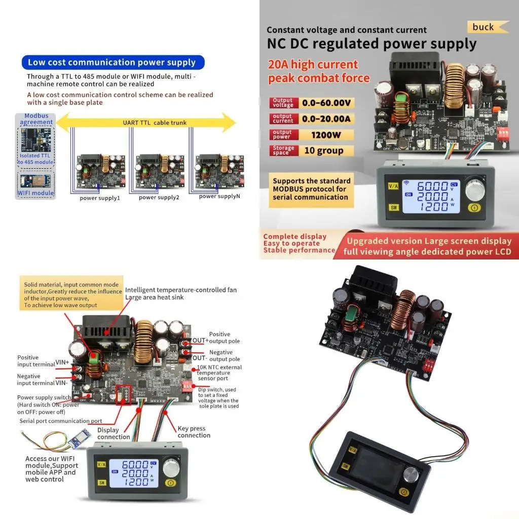 B03F XY6020L DC-DC Converter Step Down Module Power Supply Output 0-60V 20A