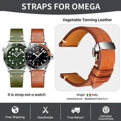 MAIKES Luxury Watch Band For OMEGA SEAMASTER SPEEDMASTER DE VILLE Quick Release Bracelet Italian Pueblo Leather Watch Strap