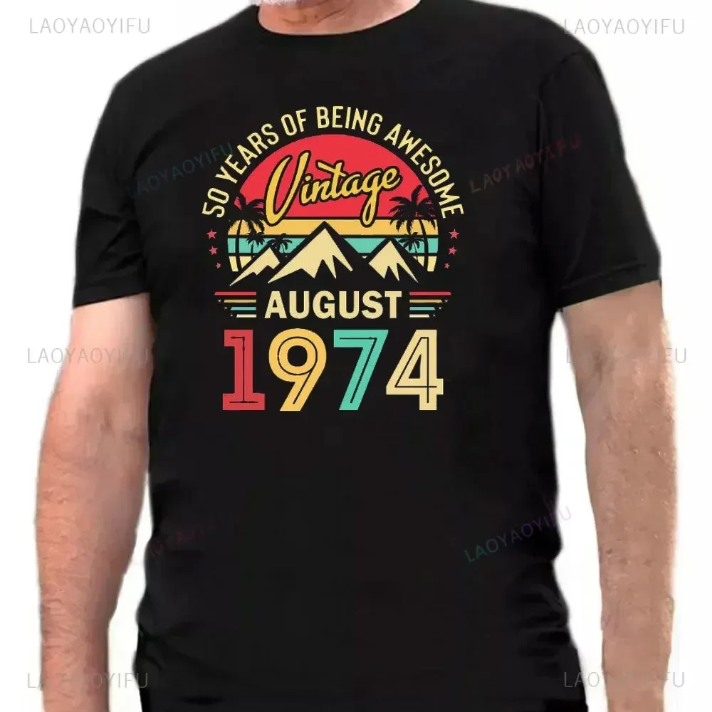 Made in 1974 Limited Edition Print Birthday Gift T-shirt Men's Cotton Tees 51 Years Old Short Sleeve Tshirt Gift Creative Tops image 3