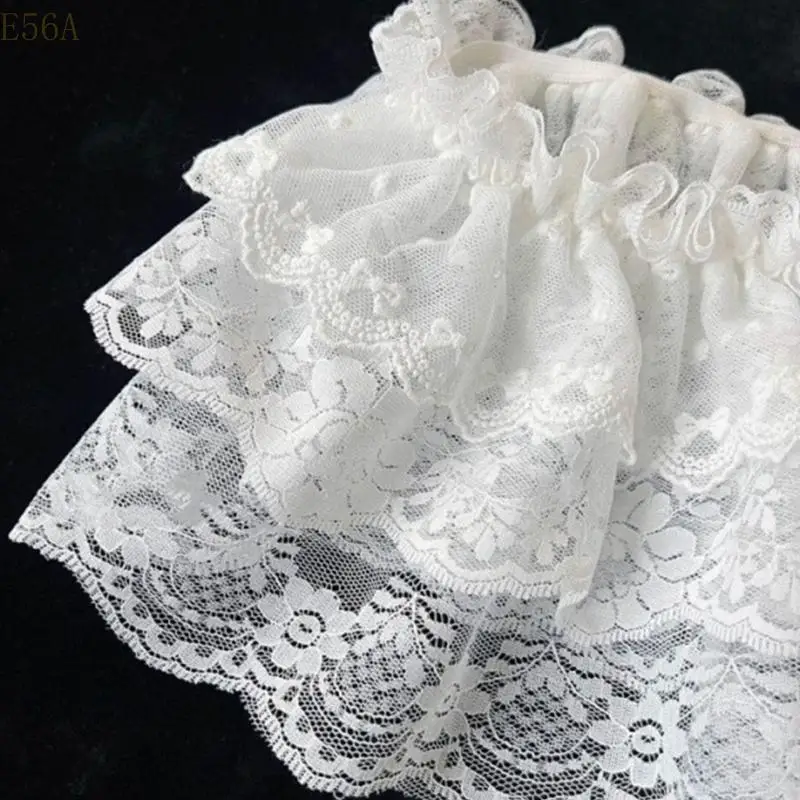 

E56A Ruffled Lace Half Skirt Curtain Decorative Balletcore Trend Jeans Bottom
