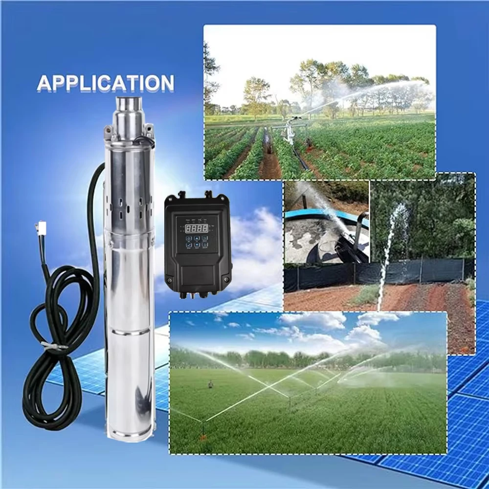 

New Solar DC Water Pump 48V 60V 72V High Head Lift 180M Solar PV Stainless Steel Drilling Submersible pump 750W 1000W 1200W