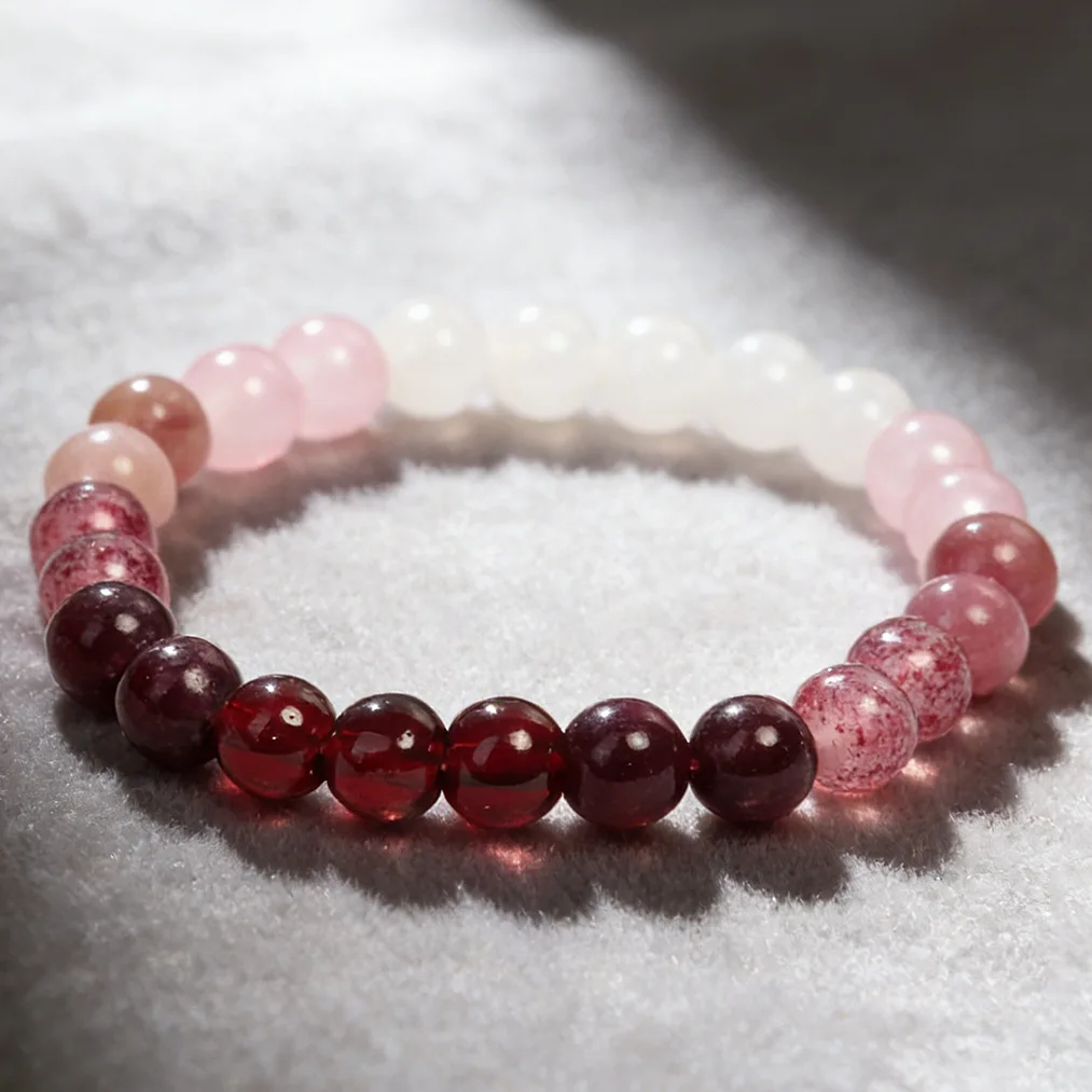 Elegant Romantic Love Spell Bracelet Natural Mixed Pink Gemstone Beads for Women Love Attraction Yoga Daily Wear Jewelry Gift