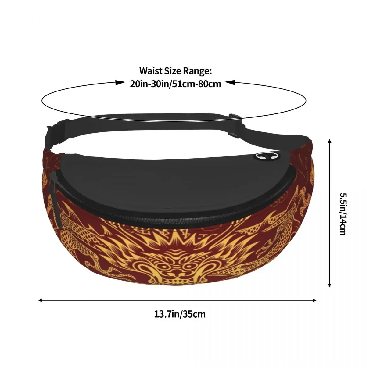 Dragon Totem Asian Style Fanny Pack Women Men Chinese Oriental Mythical Crossbody Waist Bag for Camping Biking Phone Money Pouch