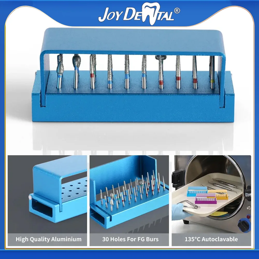 1PC Dental Bur Holder Metal Stand Disinfection Storage Box Fit for High Speed Handpiece Bur Gold/Blue/Purple Optional