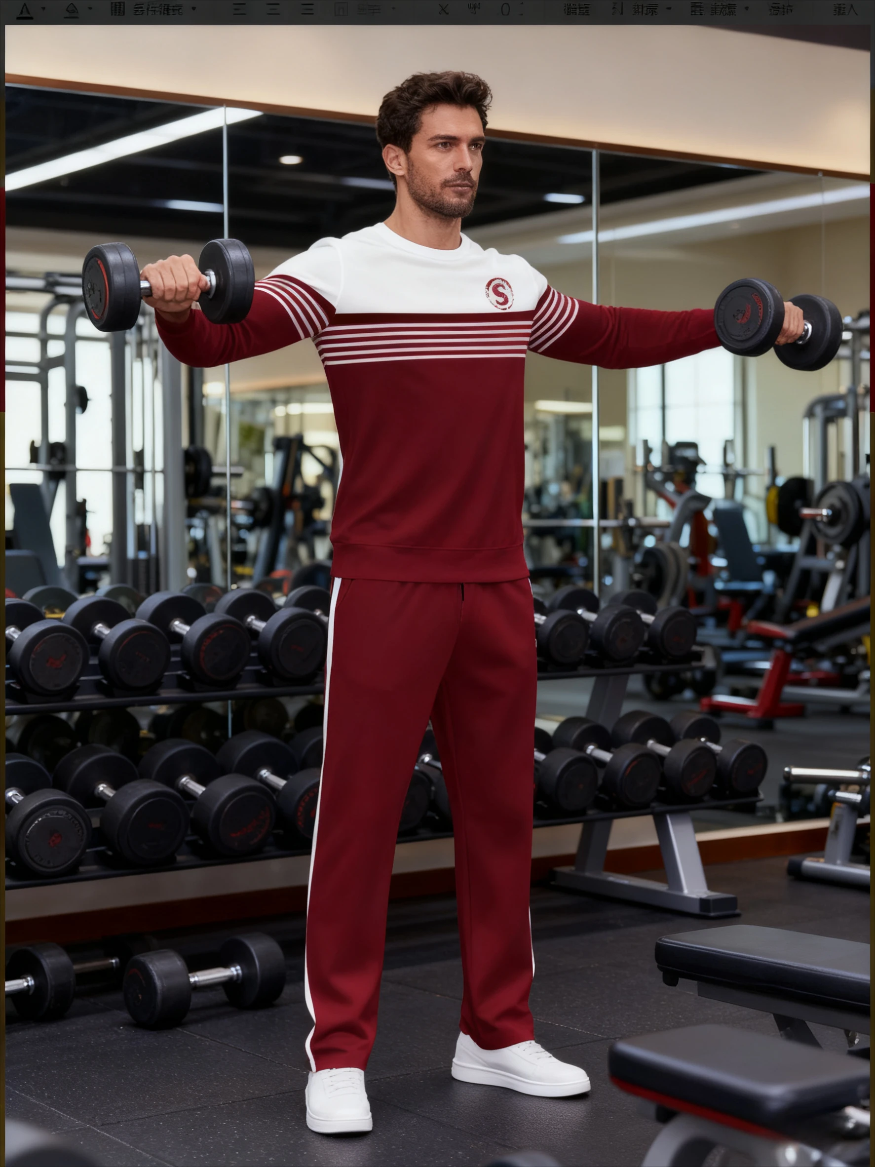 2-piece men's digital printed trendy casual hooded set