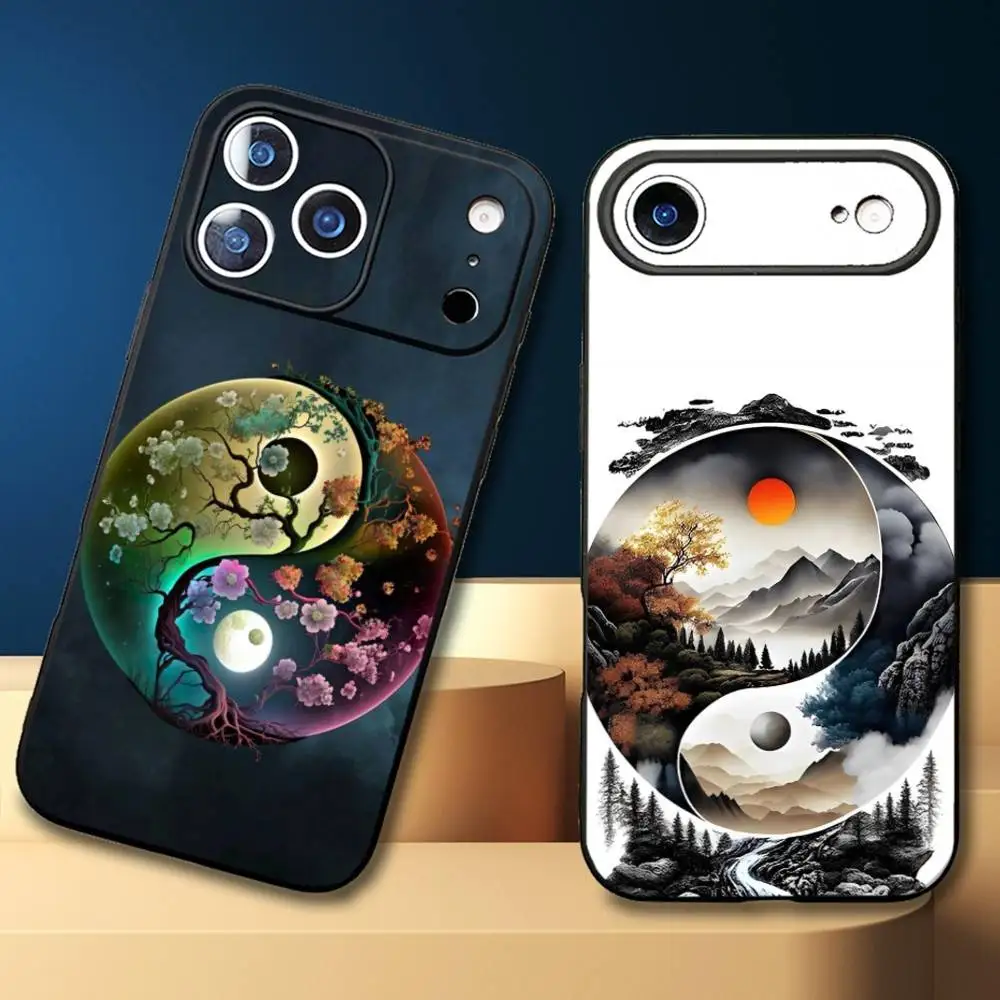 

Tai Chi Moon Art Yin Yang Phone Case For iPhone17,16,15,14,13,12,11 Plus,ProMax,Soft Black Cover
