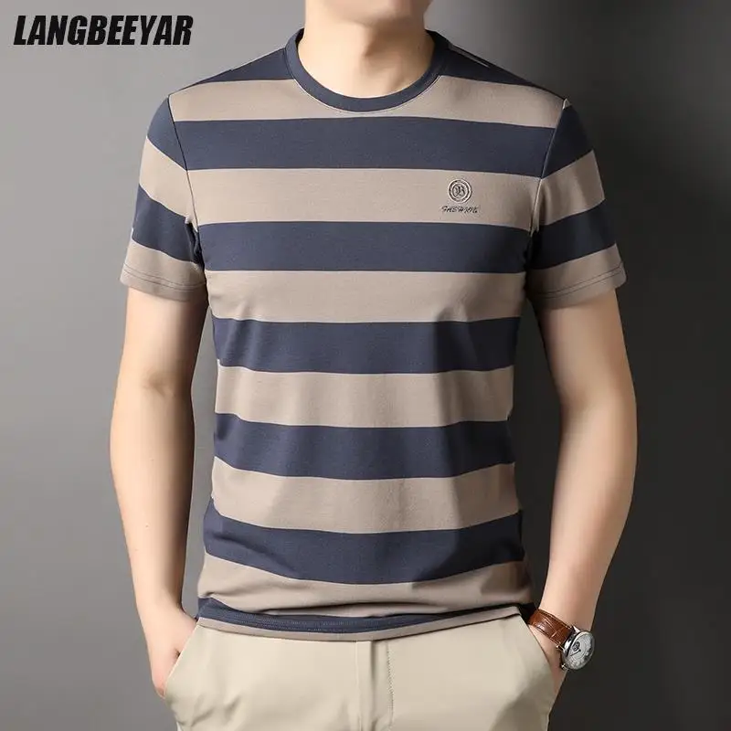 

Top Grade Yarn-dyed Process 96% Cotton New Brand Designer Tops Mens Summer t Shirt Short Sleeve Casual Fashion Mens Clothes