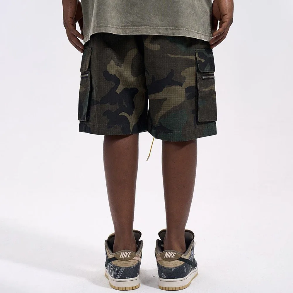 American High Street Washed Trendy Camouflage Loose Shorts Summer Drawstring Versatile Workwear Trendy Shorts Mens Clothing