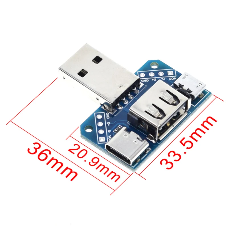 USB Head Switchboard Male USB Connector to  Type-c  Micro  Female USB 2.54-4P transfer test board USB adapter plate XY-USB4