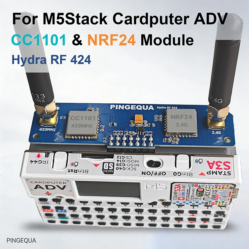 PINGEQUA M5Stack Cardputer ADV Hydra RF 424 Module, NRF24 & CC1101 Dual-Band Board, Enhanced Antenna Design, 2.4G/433Mhz Signal