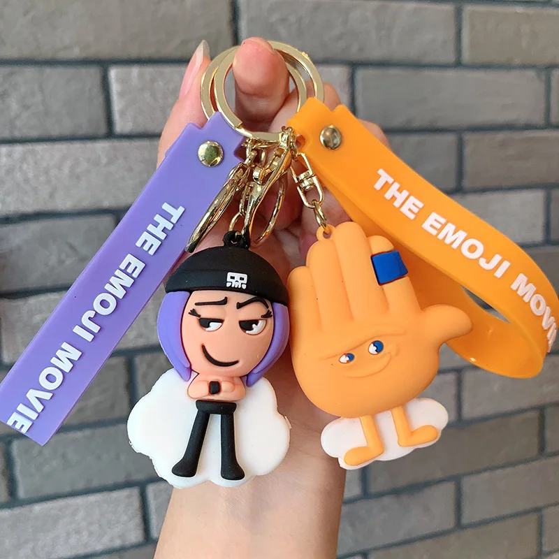 The Emoji Movie Key Chain Cartoon Peripheral Hi Five Doll Car Key Chain Backpack Decorations Holiday Gifts for Boys and Girls