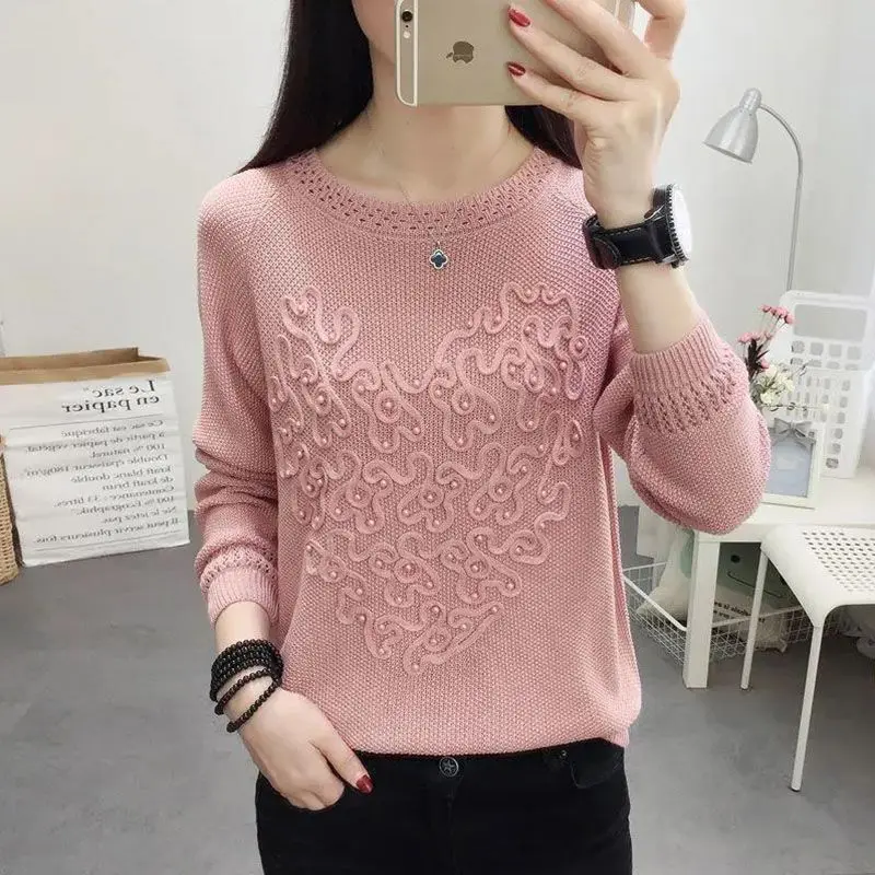 Autumn Winter New Fashion Round Neck Long Sleeve Solid Pullovers Women\'s Clothing Loose Sweaters All-match Korean Knitting Tops