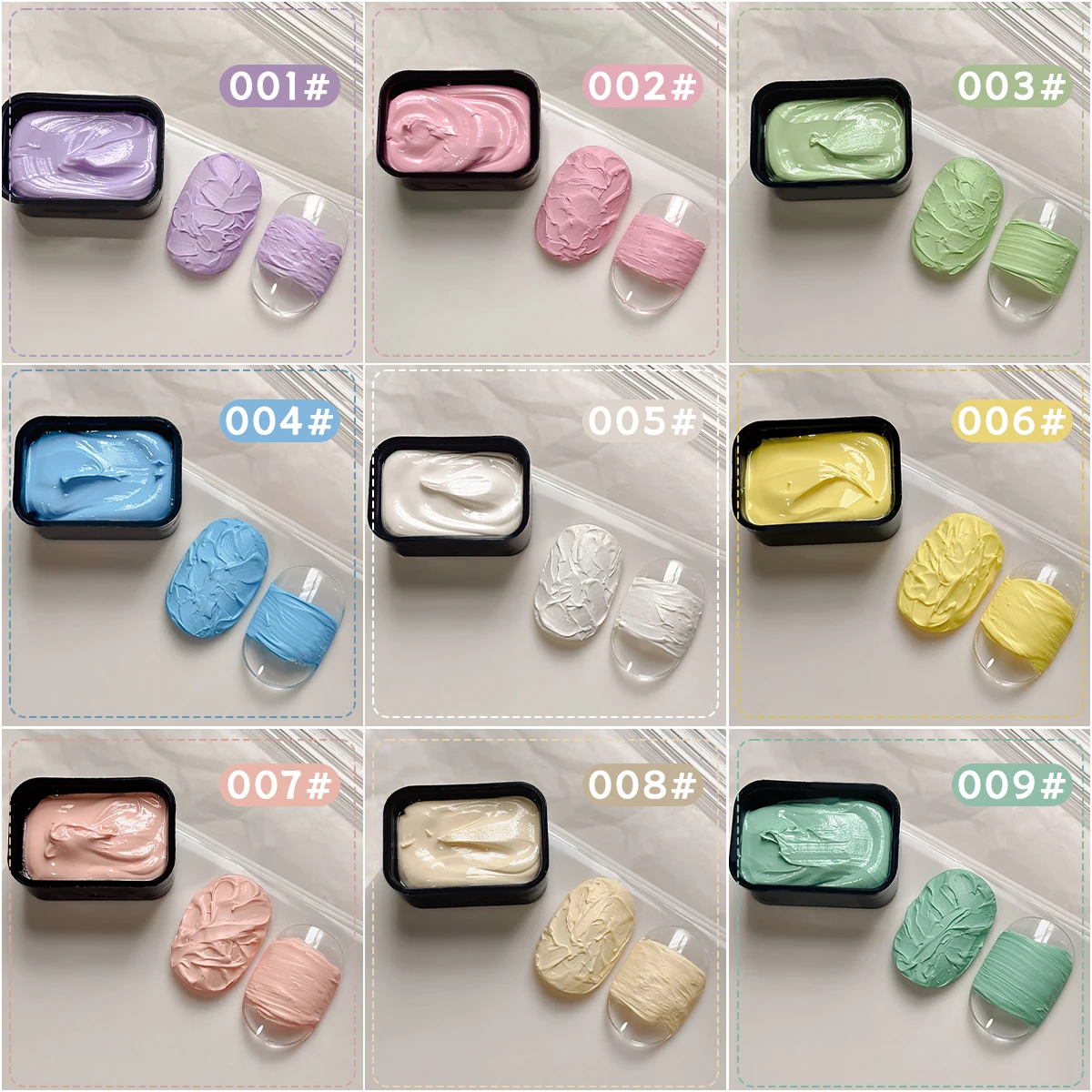 9-colors معكرون النفط اللوحة مسمار البولندية الربت الغراء لطخة المعلبة عالية التشبع شعبية شبه الصلبة مسمار البولندية الغراء مسمار Sa