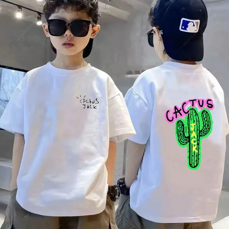 2024 Rapper Cactus Jack Graphic Cotton T Shirt Kid Boy Girls Hip Hop Tee Fashion Short Sleeve Shirt Summer Oversized Cotton Tops