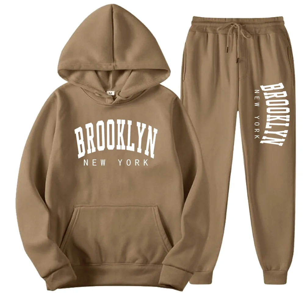 BROOKLYN NEW YORK Otoño Invierno hombres mujeres Sudadera con capucha traje de algodón puro pareja sudaderas para correr ropa de calle de gran tamaño nuevo