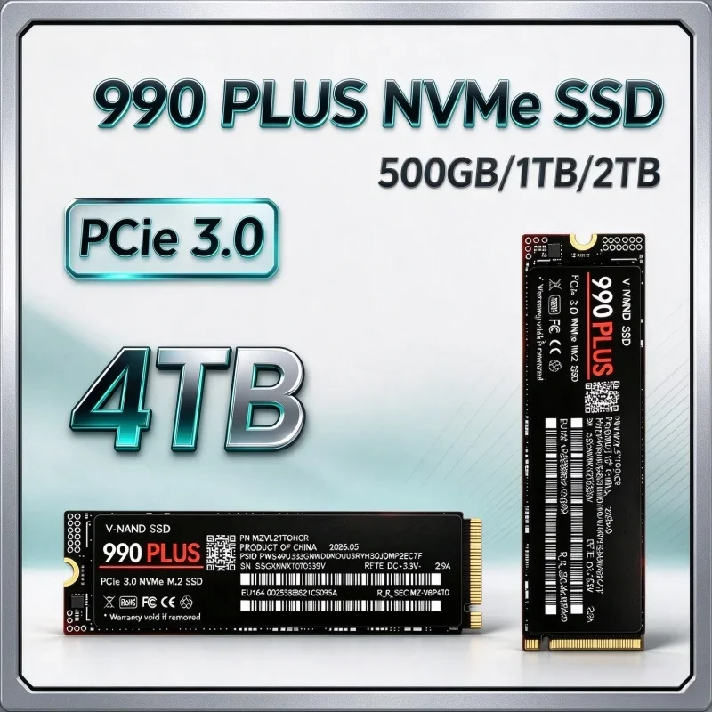 990 PLUS 4TB Internal M.2 2280 NVMe Solid State Drive PCIe3.0 X2 TLC 3D NAND High Speed SSD Storage For Laptop Desktop PC