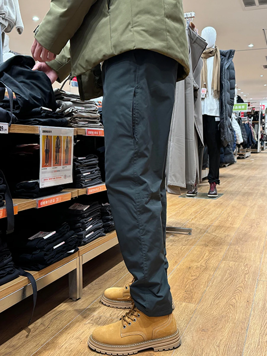 

Deep ey Fce Lined Work Trousers Men's Autumn Winter Side Zip Soft ell Climbing Pants American Functional Outdoor Hikin...