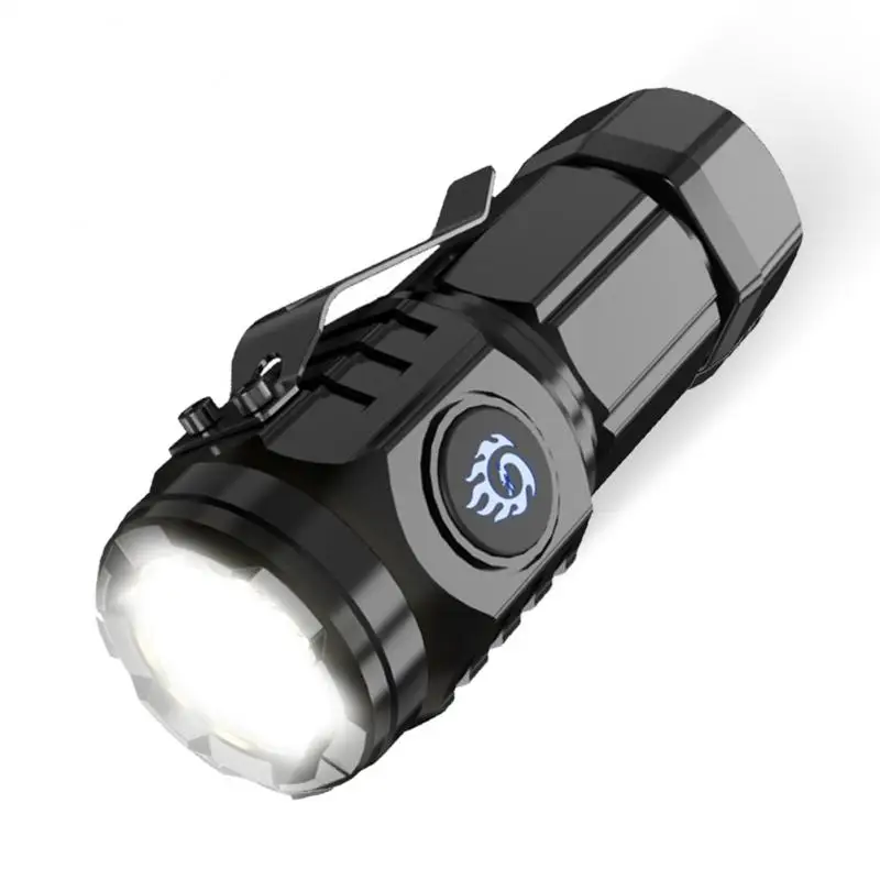 Long Range Flashlight Durable Long-lasting Battery -handed Control Compact Size Clip Design Essential Hiking Clip- Lamp