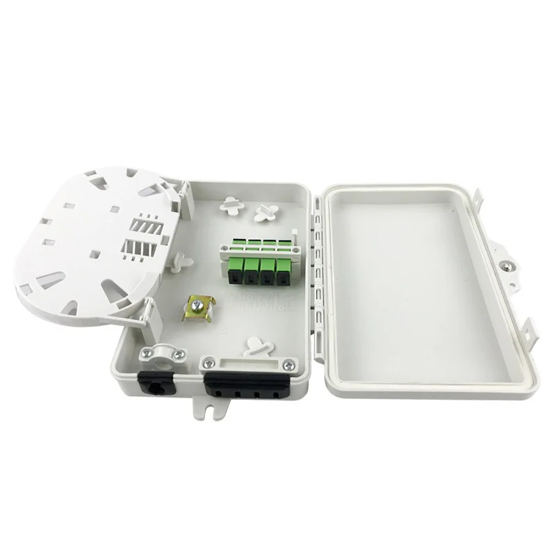 Trade Supply 4-core  Cable Fiber Distribution Box Indoor and Outdoor Waterproof   Box Wall-mounted Optical  Home Distribution
