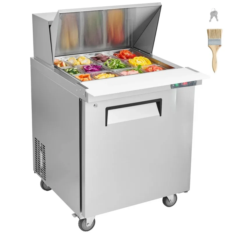 

28" Commercial Refrigerator Sandwich & Salad Prep Table 7.4 Cu. Ft Stainless Steel Refrigerated Food Prep Station
