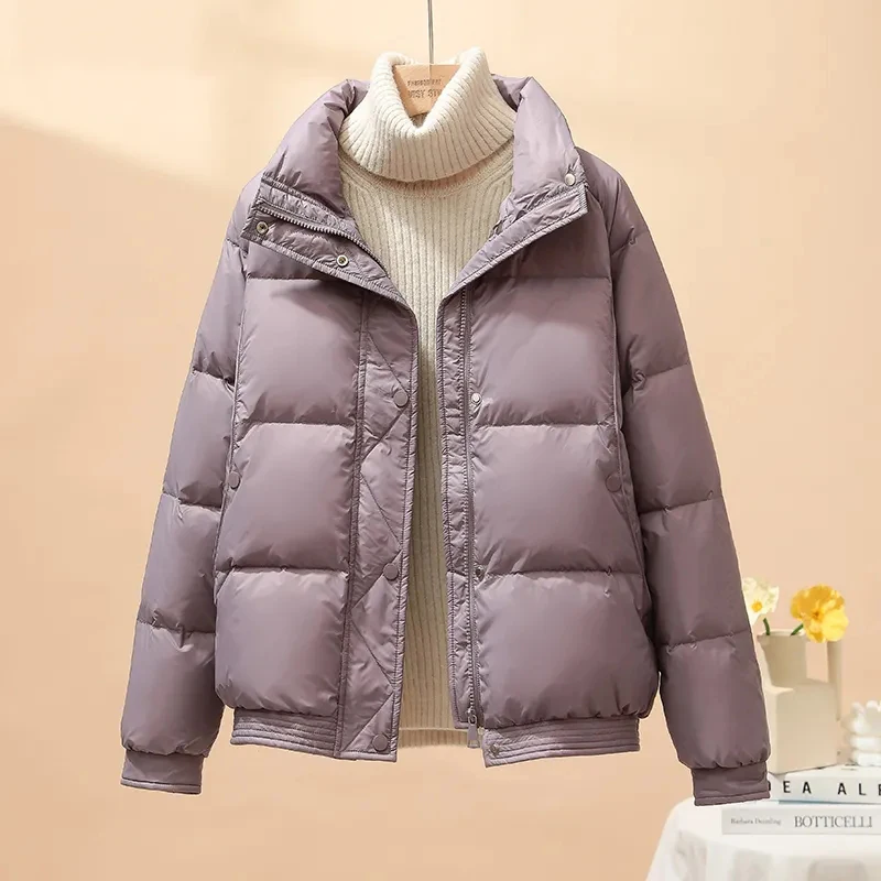 

Fashion Stand Collor Women Winter Coat 2025 New Solid Color Thick Warm Cotton Padded Jacket Puffer Coat Casual Outerwear