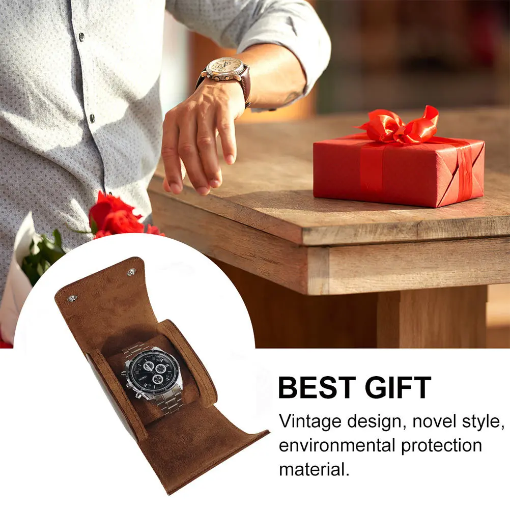 

1Pcs Single-Slot Portable Watch Box Durable Retro Style Organizer Watch Case for Travel Jewelry Storage Holder