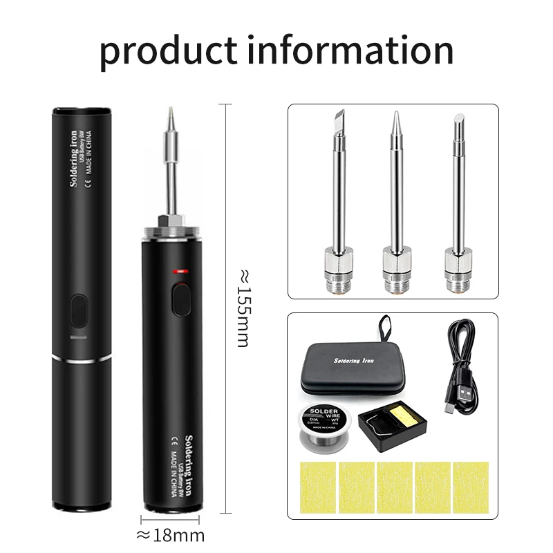 LUXIANZI 15W Wireless USB Soldering Iron Set Fast Melting Tin Rechargeable Battery Welding Electric Solder Pen Repair Tool