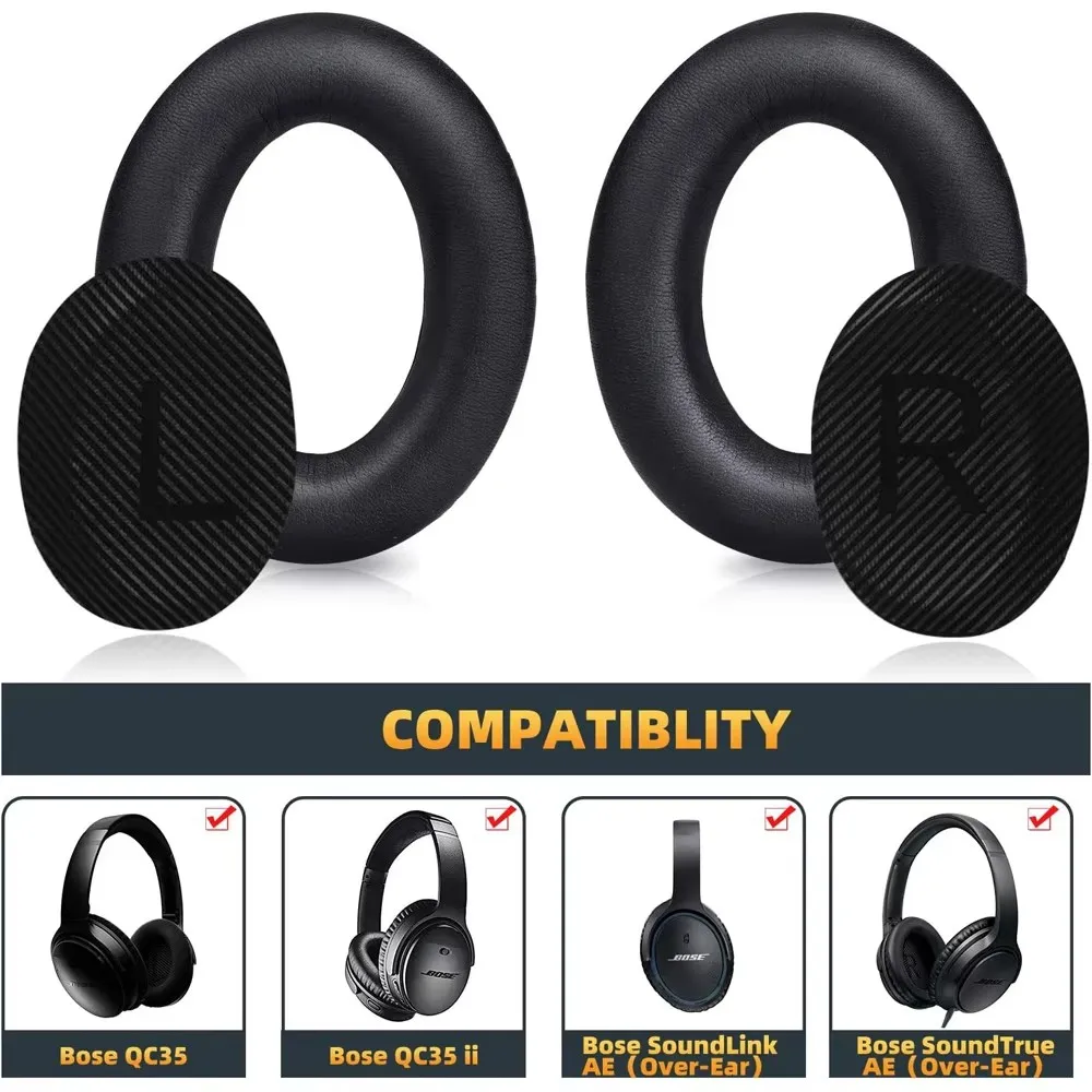 وسادات أذن بديلة ممتازة لسماعات الرأس Bose QC35 & QC35ii، رغوة الذاكرة التكيفية المريحة تناسب QuietComfort 35 و35ii باللون الأسود #2