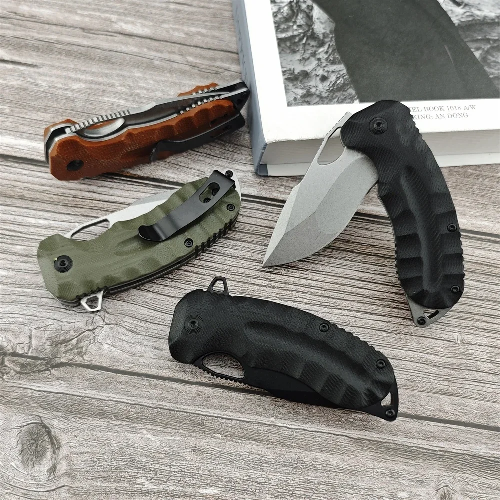 MINI Kiku XR LTE Flipper Pocket Folding Knife CTS-XHP Satin Plain Blade Linen Micarta Tactical Outdoor Camping Hunting EDC