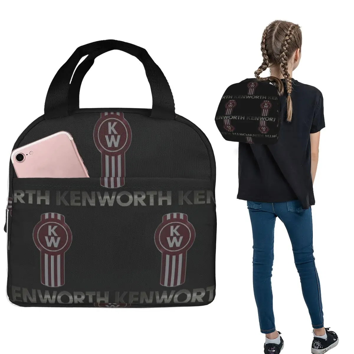 

Изолированная сумка для обеда Kenworth для женщин и детей, портативные коробки для еды, термосумка для обеда