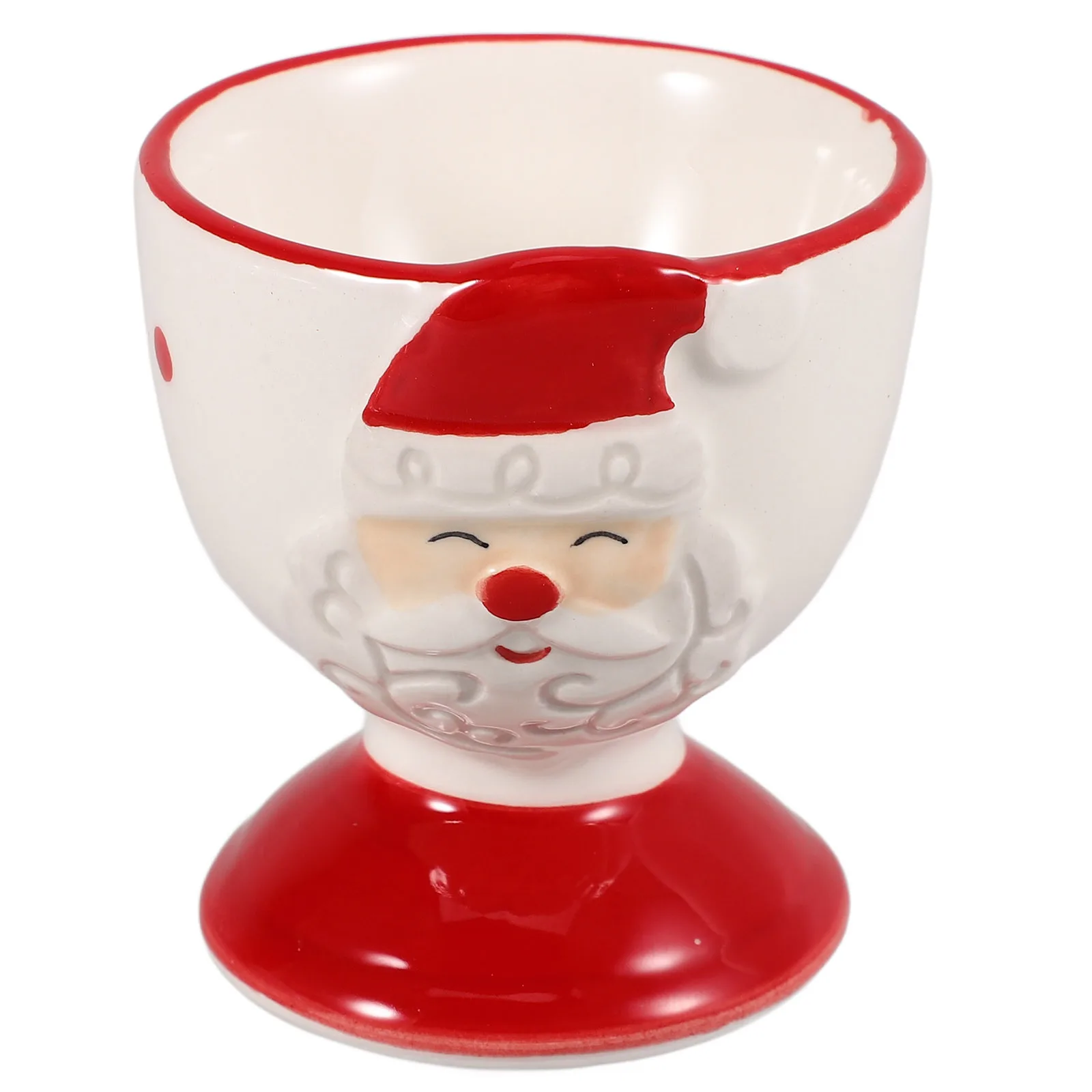 

Ceramic Christmas Egg Holder Santa Style Cup for Boiled Eggs Kitchen Dining Decorative Tableware Breakfast Serving
