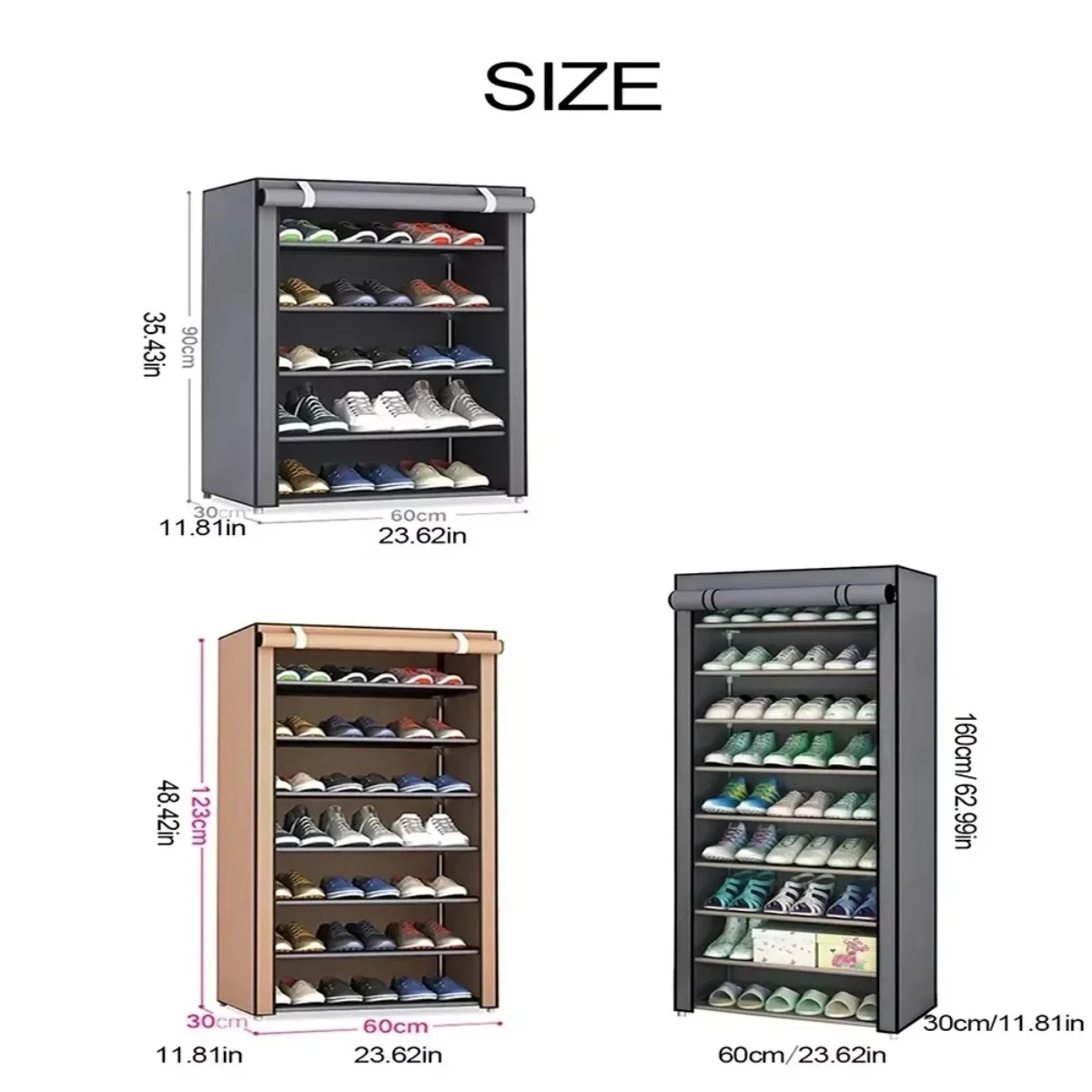 6/8 Layers Shoes Organizer Simple Nonwoven Dustproof Shoes Storage Rack Living Room Hallway Space-saving Organizer Home Storage