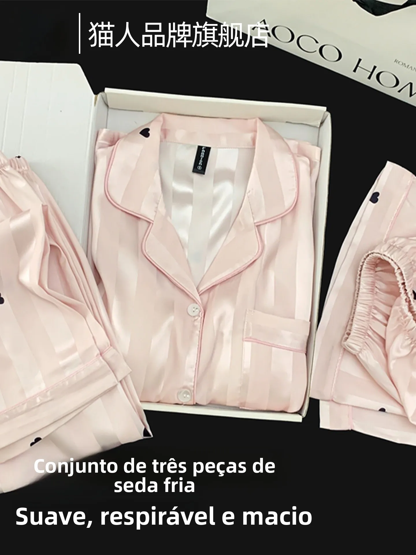 ice-silk-sleepwear-women's-summer-short-sleeve-long-pants-three-piece-set-luxury-sensation-home-clothes-suitable-for-ou