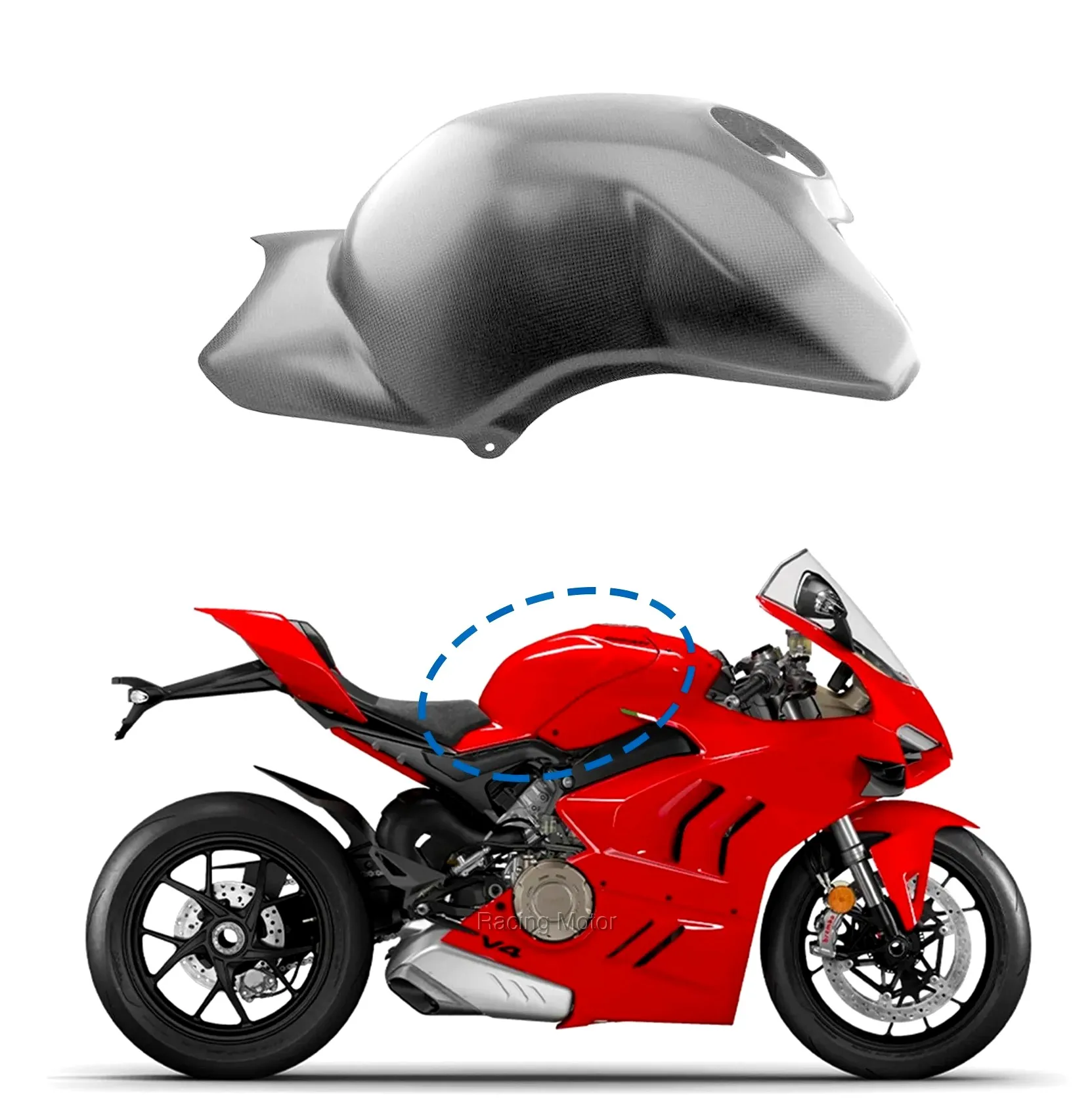 Motorcycle Fairing Body Kit - Motorcycle Full Fuel Tank Cover For DUCATI PANIGALE /STREETFIGHTER V4 V4S V4R Protector Guard Acce