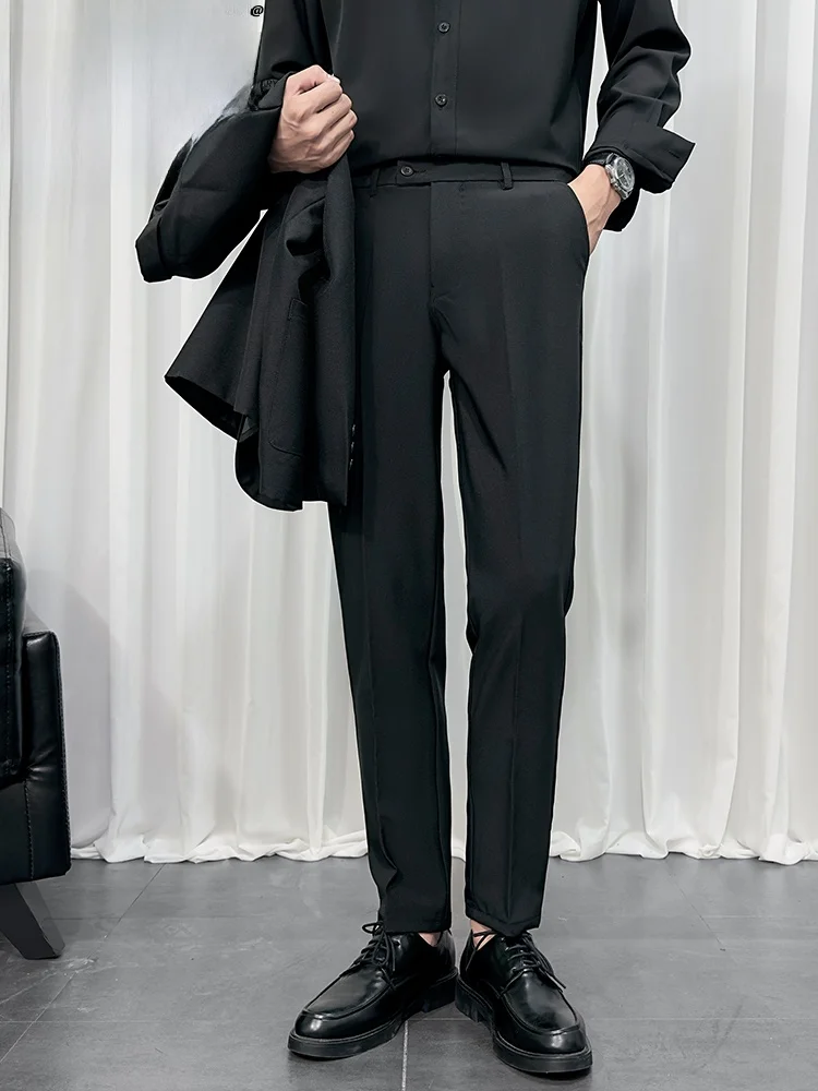 

Мужские брюки Slim Fit: осенние, повседневные, прямого кроя, тонкие, модные, струящиеся, длиной 7/8, молодежные, популярные