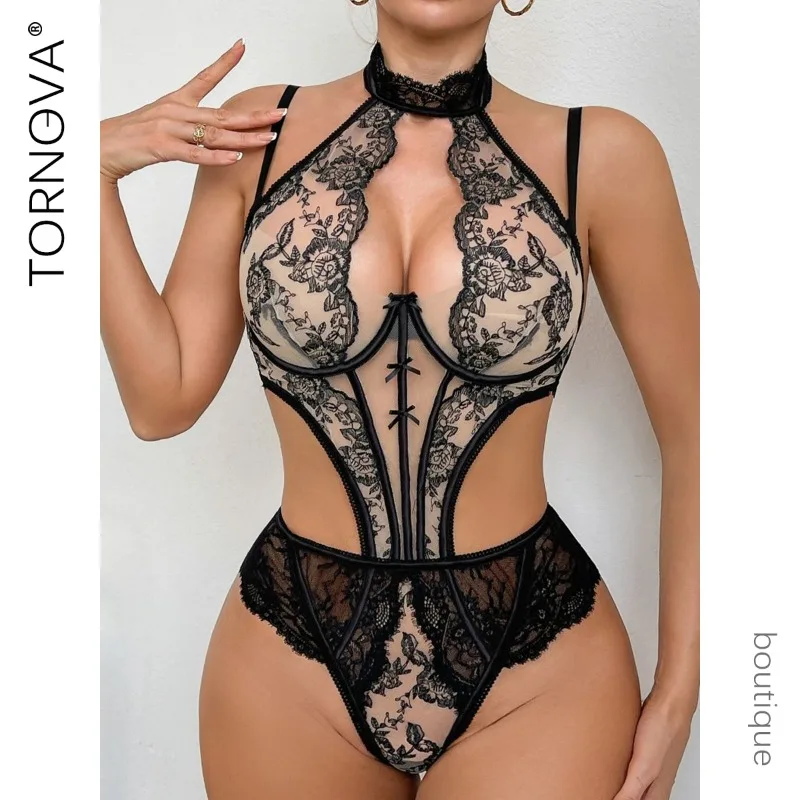 

Торнова сексуальное боди с лямкой на шее и вышивкой с цветочным принтом, прозрачное кружево, обтягивающее боди с открытой спиной, интересное соблазнительное романтическое боди