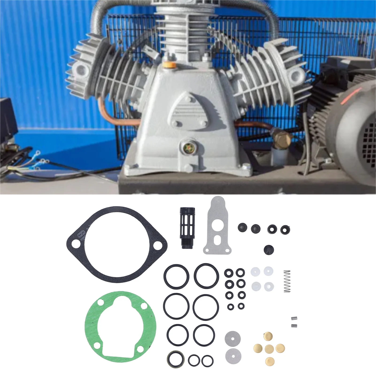 أجزاء إصلاح مضخة الهواء ذات الضغط العالي، قطع غيار حشية ضاغط الهواء المقاومة للشيخوخة، قطع غيار معدنية وبلاستيكية لورشة العمل