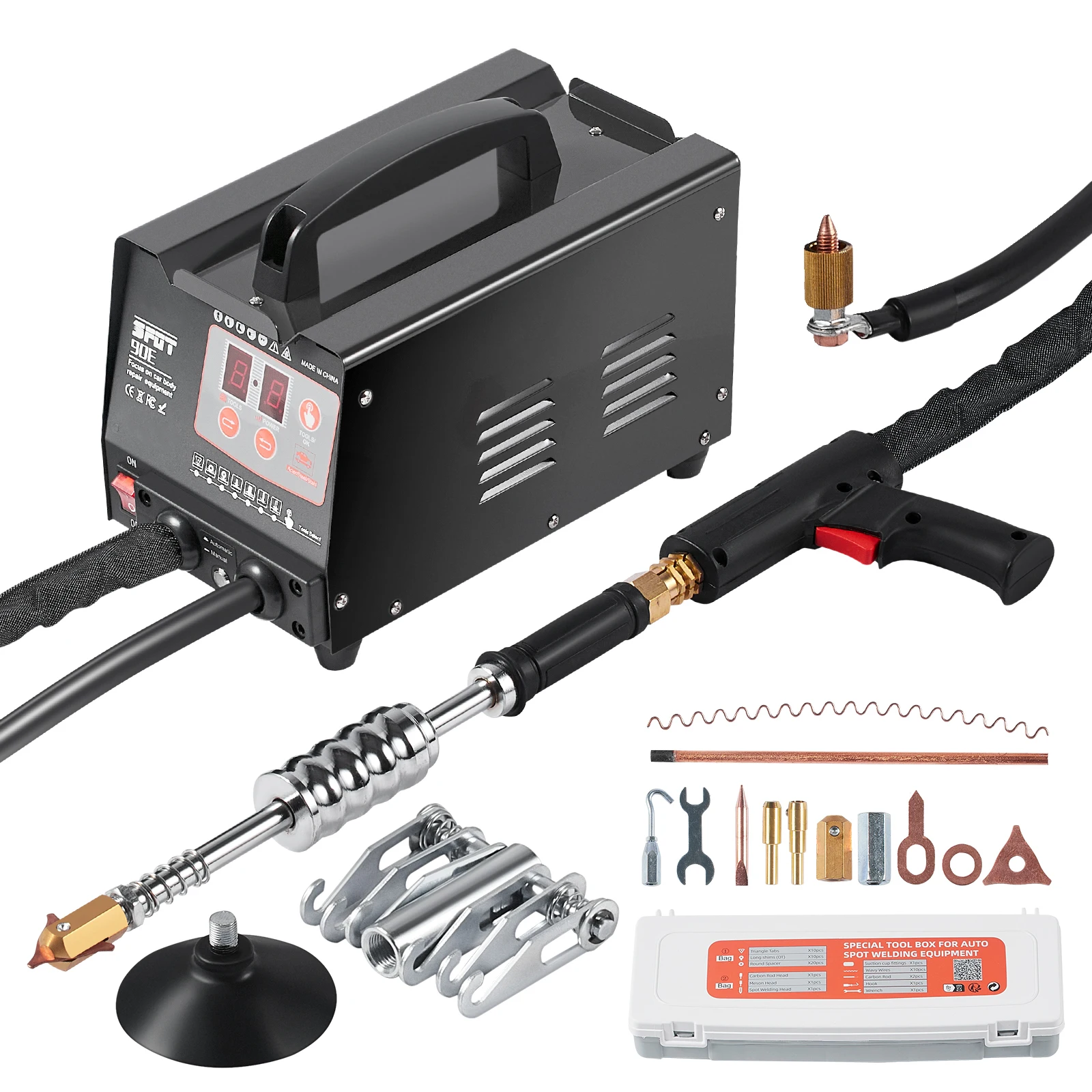 SucceBuy Stud Welder Dent Repair Kit 3KW Car Dent Puller w/ Auto/Manual Welding 7 Versatile Modes Auto Body Spot Welding Machine