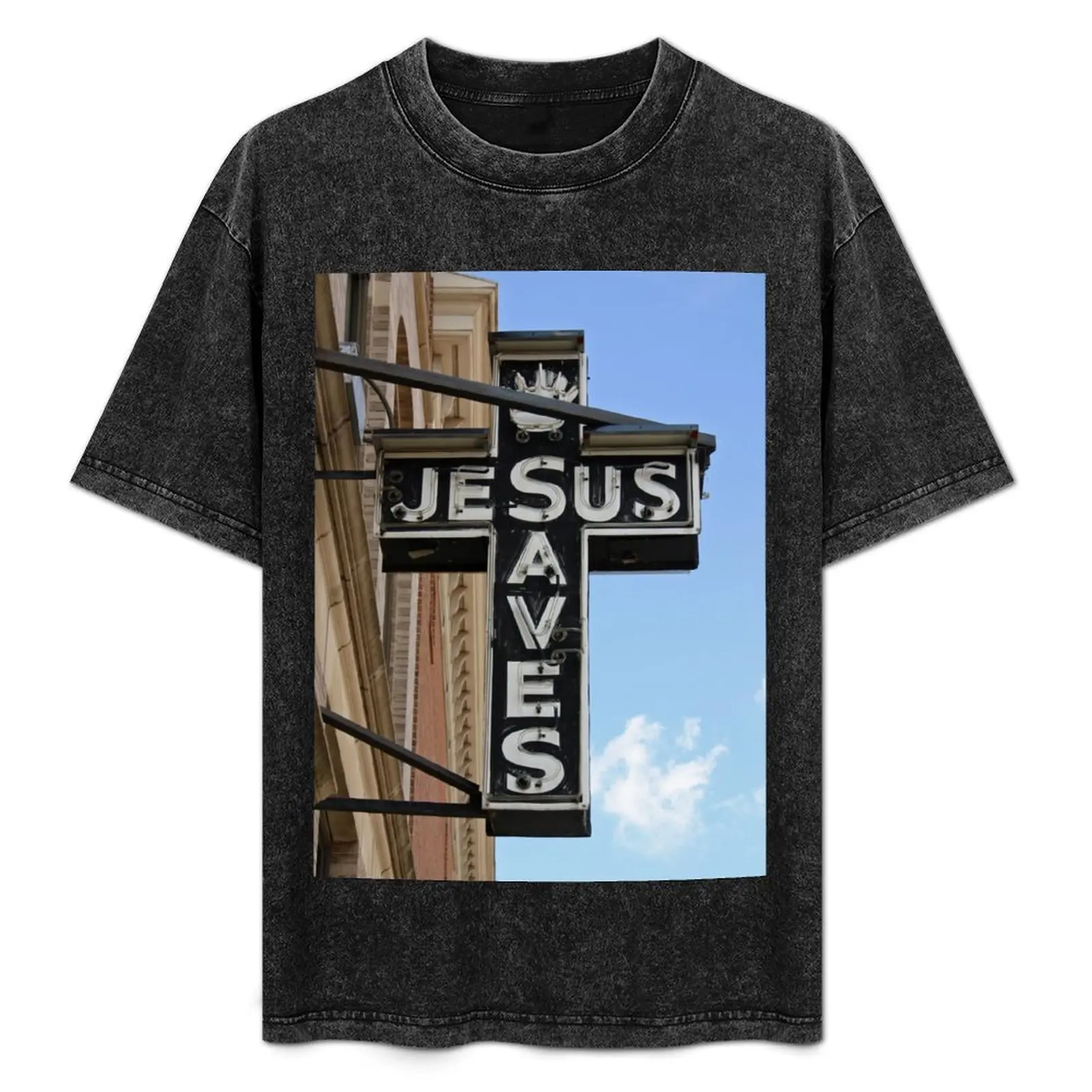 Jesus Saves Sign T-Shirt anime stuff graphic t shirt vintage basketball graphic tees compression shirt men