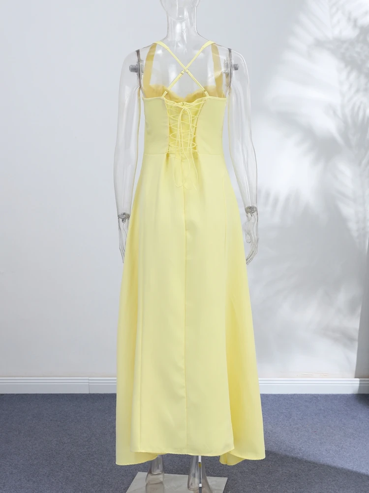Tailliertes Rückenfreies A-Linien-Slip-Kleid für Damen, Sexy Trägerloses Ärmelloses Kleid mit Weitem Rock, Schlankes Party- und Abendkleid, Neue Vestidos – Detail 6