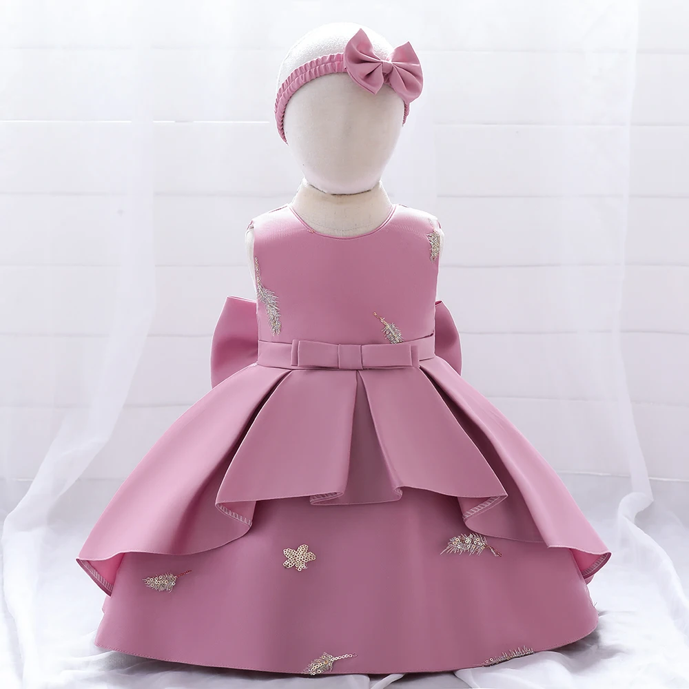 

12M-5Y Toddler Baby Girl Birthday Princess Dresses Newborn Wedding Party Dress For Girls Infant Embroidery Bow Summer Clothes
