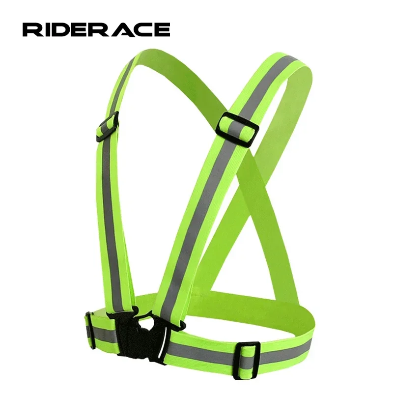 High Visibility Reflective Vest for Cycling & Running with Stripes & Elastic Harness