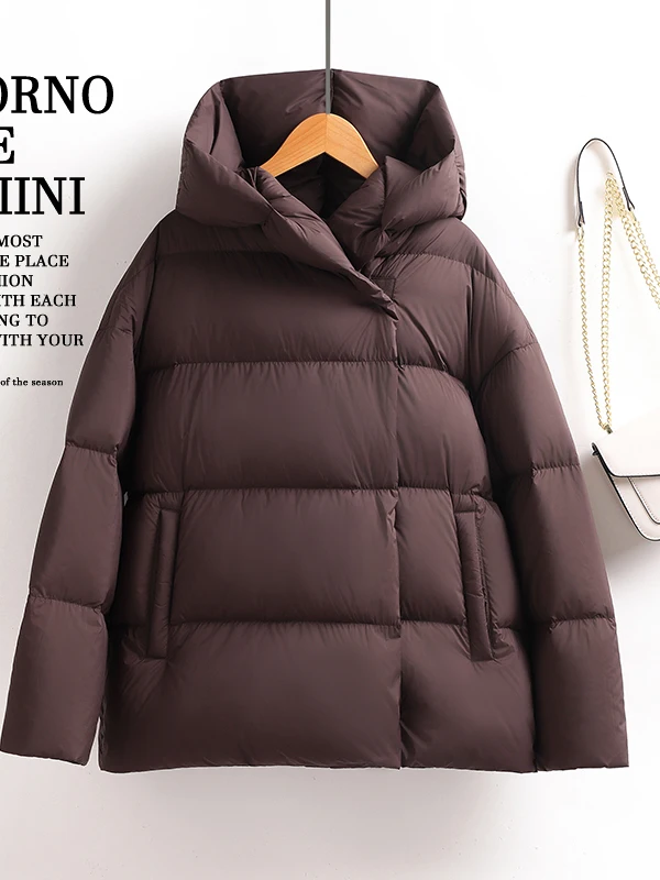 Abrigo de plumón de alta gama para mujer, chaqueta de invierno Faion Thi Warm 90 White Du, cálido y Sle coreano, 2025