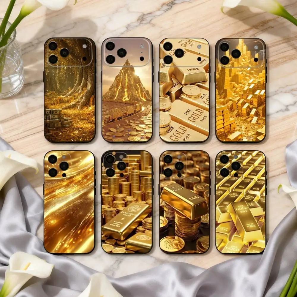 

G-Gold M-MoneyS P-Pattern Phone Case For iPhone 17,16,15,14,13,12,11 Plus,Pro Max,XS,Soft Silicone Black Cover