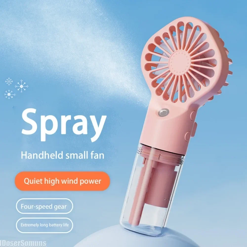 Fan Four-Speed Wind Humidification Handheld Mist Fan Portable USB Rechargeable Spray Hydration Face Steamer for Outdoor Travel