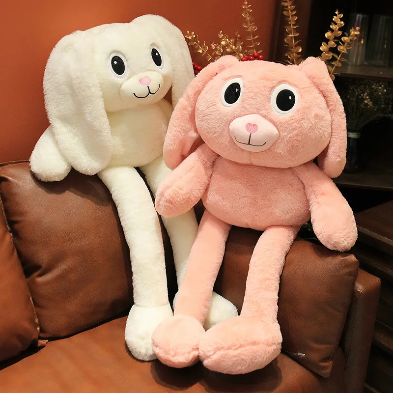 

100CM Stretchable Ears Rabbit Plush Toy Adult Child Pull Bunny Ears Doll Soft Stuffed Plush Toy Stretched Ears Legs Girl Gifts