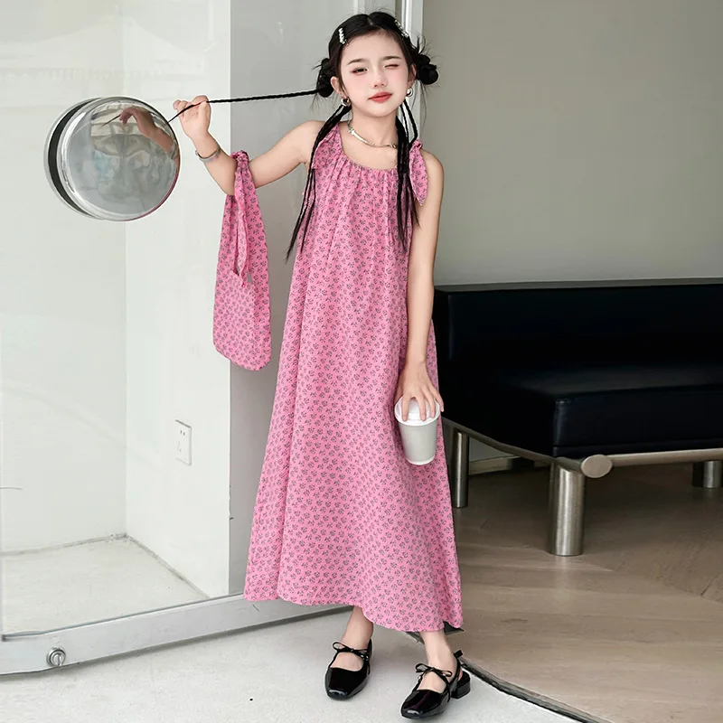 

Girls' Dress Summer 2024 New Western Korean Style Sling Dress Children's Summer Edition