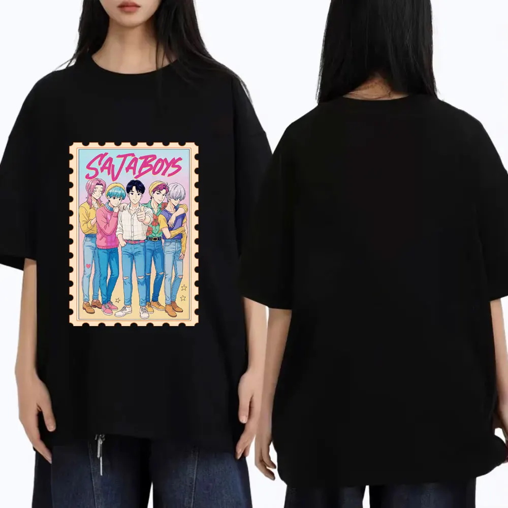 

Kpop Demon Hunters Saja Boys T-shirts Men Women Cartoon Fashion Trend Streetwear Men's Oversized Pure Cotton T Shirt Fans Gift