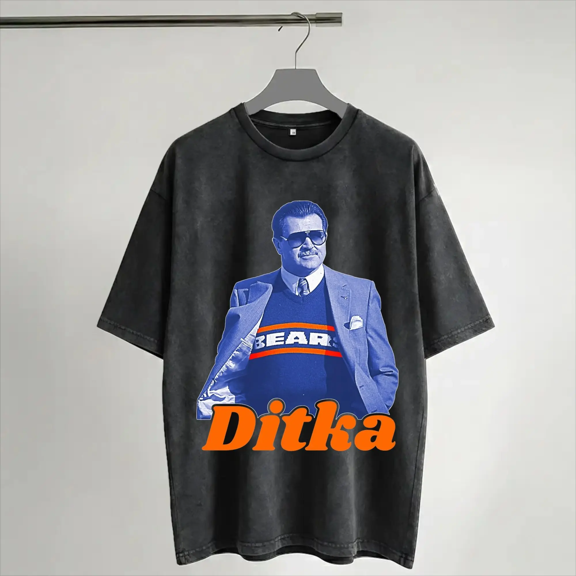 Harajuku Washed Shirts RIP Mike Ditka  Merch Vintage T Shirt Oversize  Streetwear Short Sleeve Graphic Tee Shirt